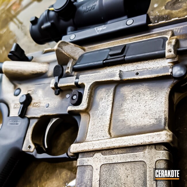 Battleworn Ar Build Cerakoted Using Troy® Coyote Tan, Desert Sand And Chocolate Brown