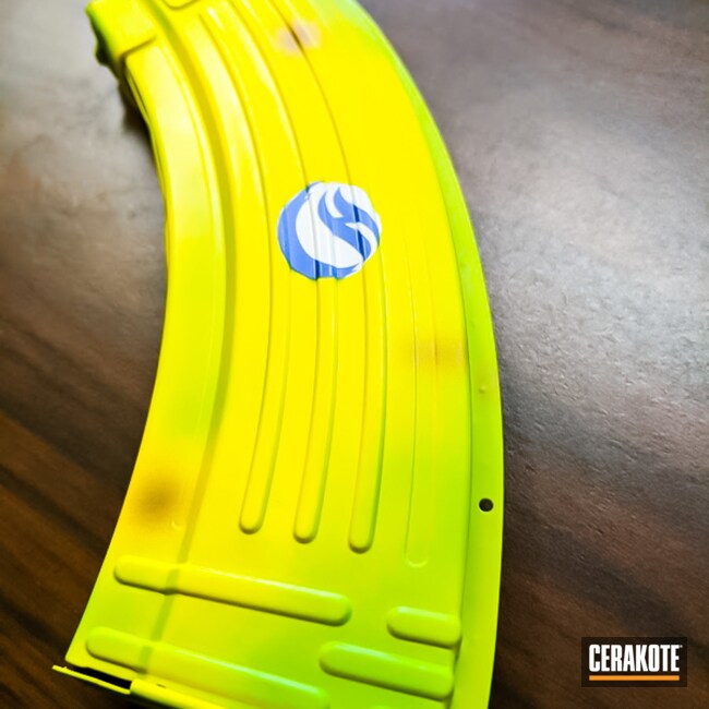 Ak-47 Mag Cerakoted Using Squatch Green And Electric Yellow