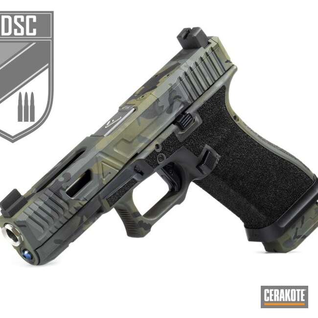 Multicam Glock 17 Cerakoted Using Sniper Green, Sig™ Dark Grey And Graphite Black