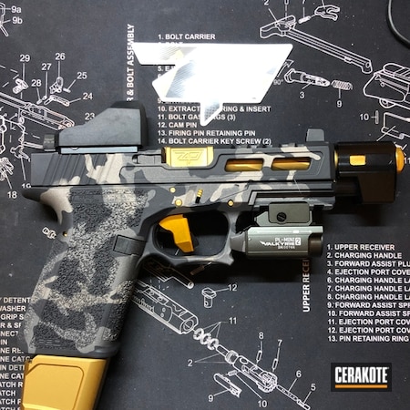 Powder Coating: 9mm,CERAKOTE GLACIER BLACK C-7600,S.H.O.T,CERAKOTE GLACIER TITANIUM C-7900,80%,Glock 19 Clone,TUNGSTEN C-111