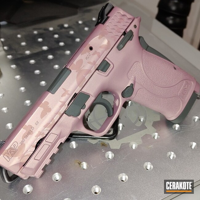 Smith & Wesson M&p Shield Cerakoted Using Sig™ Dark Grey And Pink Champagne
