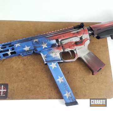 American Flag Themed Ar-9 Cerakoted Using Frost, Usmc Red And Nra Blue