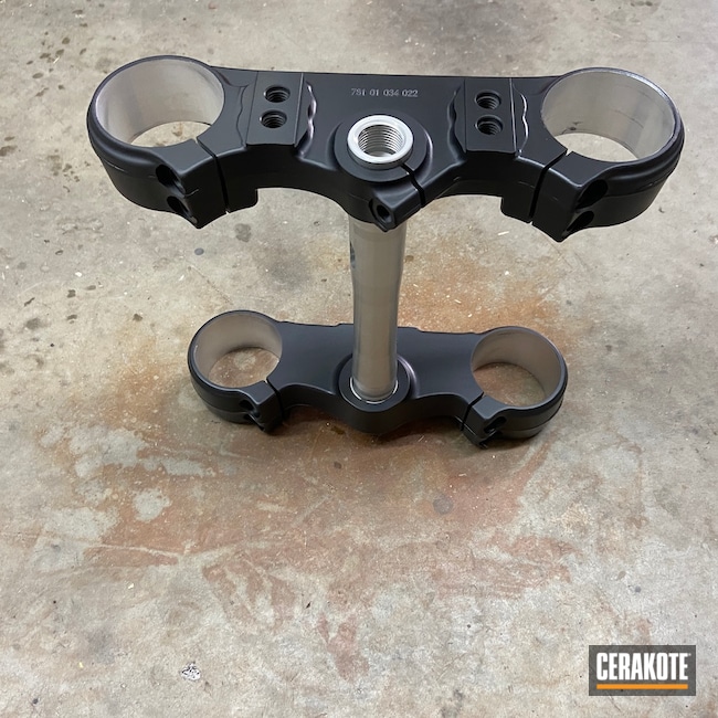 Motorcycle Triple Tree Cerakoted using Blackout | Cerakote