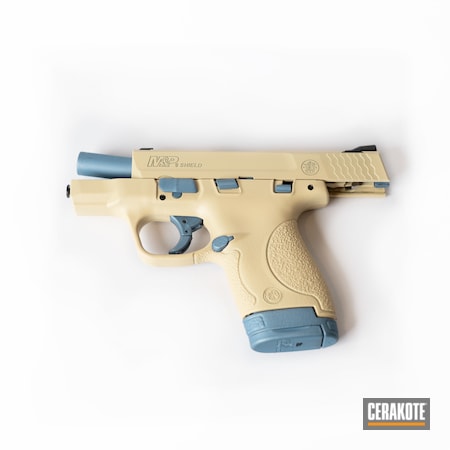 Powder Coating: Smith & Wesson M&P,Smith & Wesson,Smith & Wesson M&P Shield,S.H.O.T,POLAR BLUE H-326,M&P,M&P Shield 9mm,Light Sand H-142