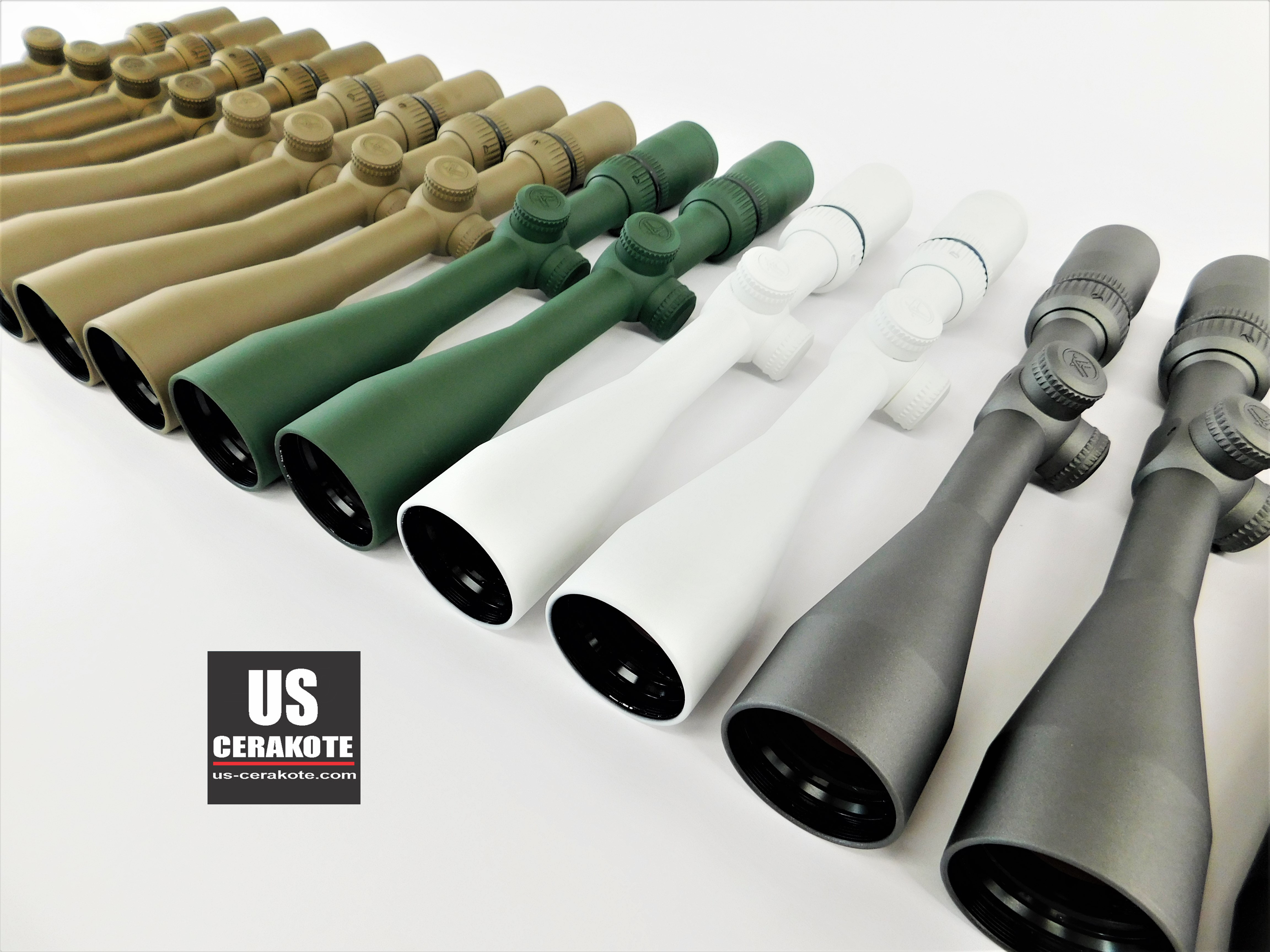 Vortex Scopes Cerakoted using Frost, Highland Green and Tungsten | Cerakote
