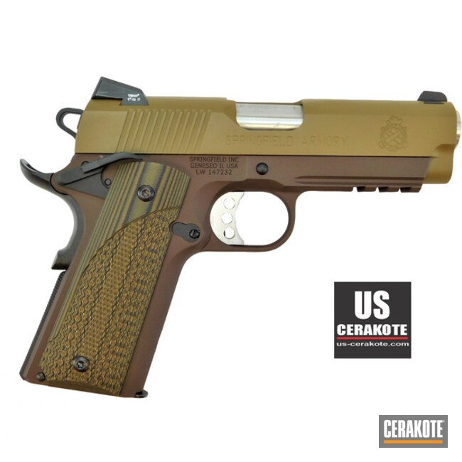 Springfield Armory 1911 Cerakoted Using Troy® Coyote Tan And Chocolate Brown