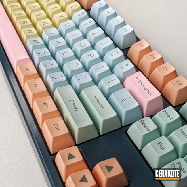 Custom Keyboard Cerakoted Using High Gloss Ceramic Clear And Blue Titanium