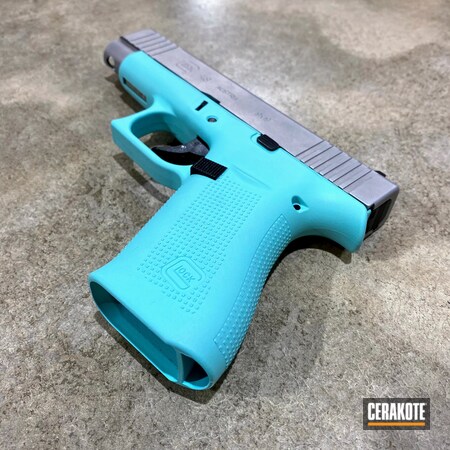Powder Coating: Glock,S.H.O.T,Glock 48,Firearms,Robin's Egg Blue H-175,Handgun