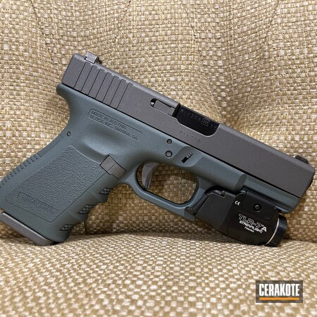 Powder Coating: 9mm,CHARCOAL GREEN H-338,S.H.O.T,Glock 19,Tungsten H-237