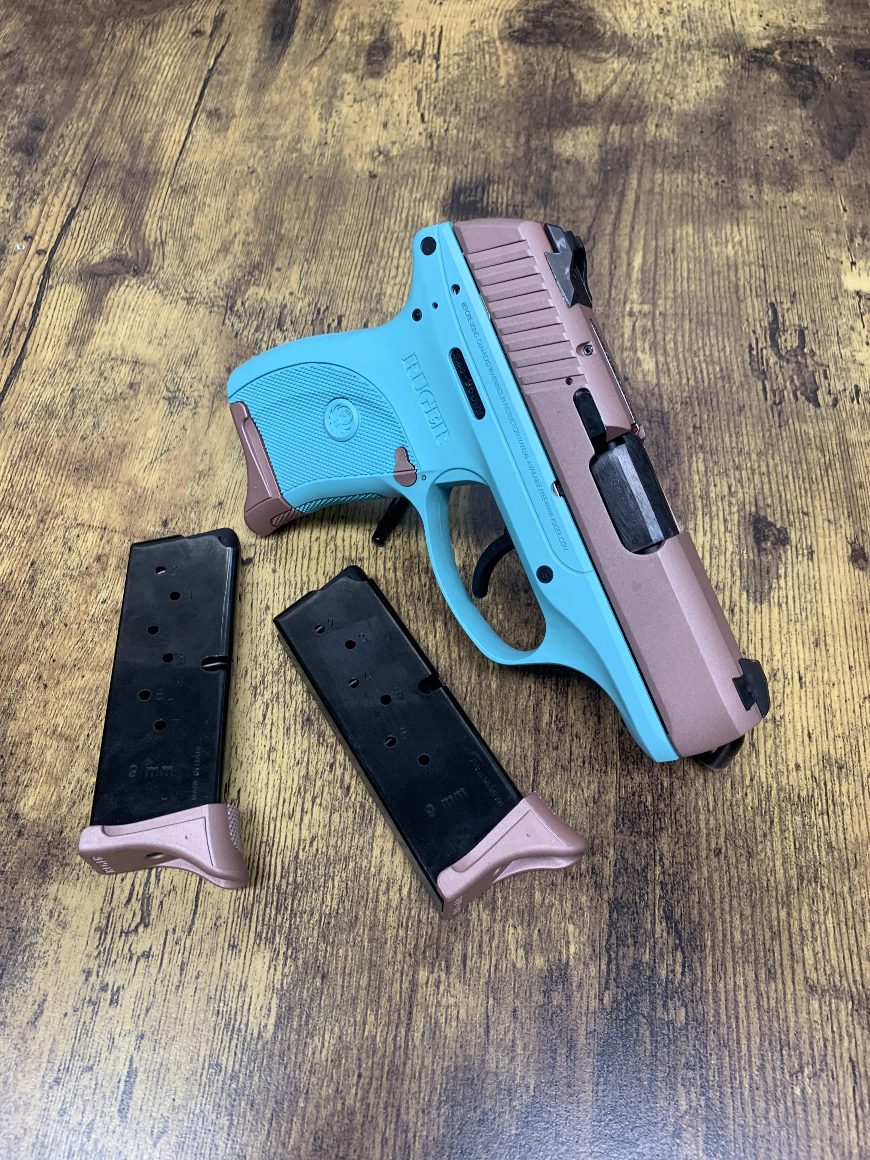 Ruger Pistol Cerakoted using Rose Gold and Robin's Egg Blue | Cerakote