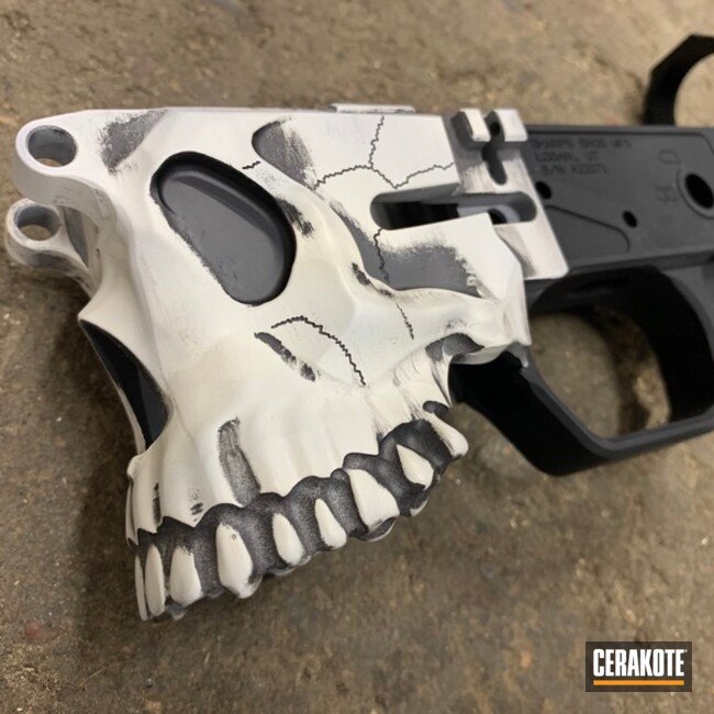 Spike's Tactical Lower Cerakoted Using Snow White And Graphite Black