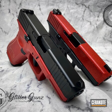 Powder Coating: 9mm,Red,Glock,CCW,Ladies,S.H.O.T,HABANERO RED H-318,Glitter Glock,Glock 19,Glitter