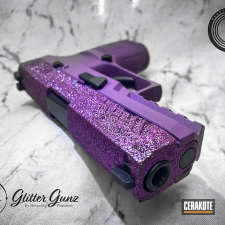 Powder Coating: 9mm,Purple,CCW,Ladies,S.H.O.T,Sig Sauer,Hesseling and Sons,Glitter Gun,Bright Purple H-217,P320,Glitter
