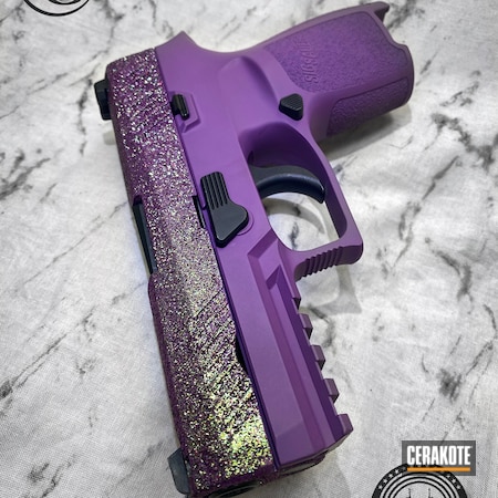 Powder Coating: 9mm,Purple,CCW,Ladies,S.H.O.T,Sig Sauer,Hesseling and Sons,Glitter Gun,Bright Purple H-217,P320,Glitter