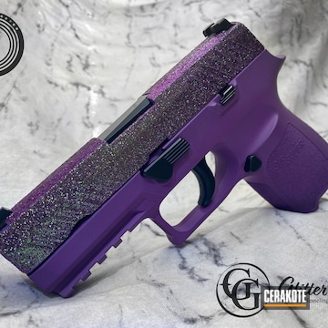 Glittered Sig Sauer P320 Cerakoted Using Bright Purple