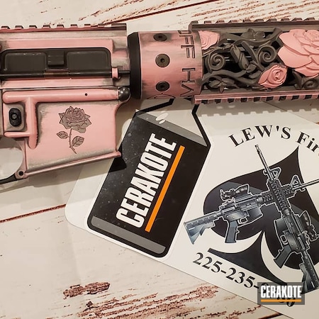 Powder Coating: Bazooka Pink H-244,S.H.O.T,AR Pistol,.300 Blackout,Rose Vine Hand Guard,Tactical Grey H-227