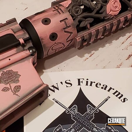 Powder Coating: Bazooka Pink H-244,S.H.O.T,AR Pistol,.300 Blackout,Rose Vine Hand Guard,Tactical Grey H-227