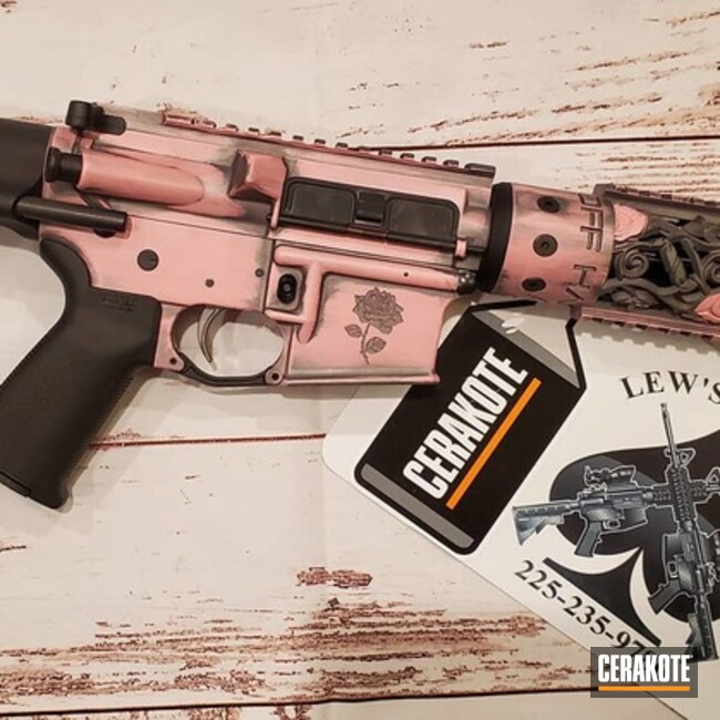 Custom Ar Build Cerakoted Using Bazooka Pink And Tactical Grey