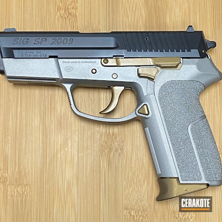 Powder Coating: 9mm,Graphite Black H-146,S.H.O.T,Sig Sauer,Handguns,SP 2009,Burnt Bronze H-148,Sig,Guns,Titanium H-170