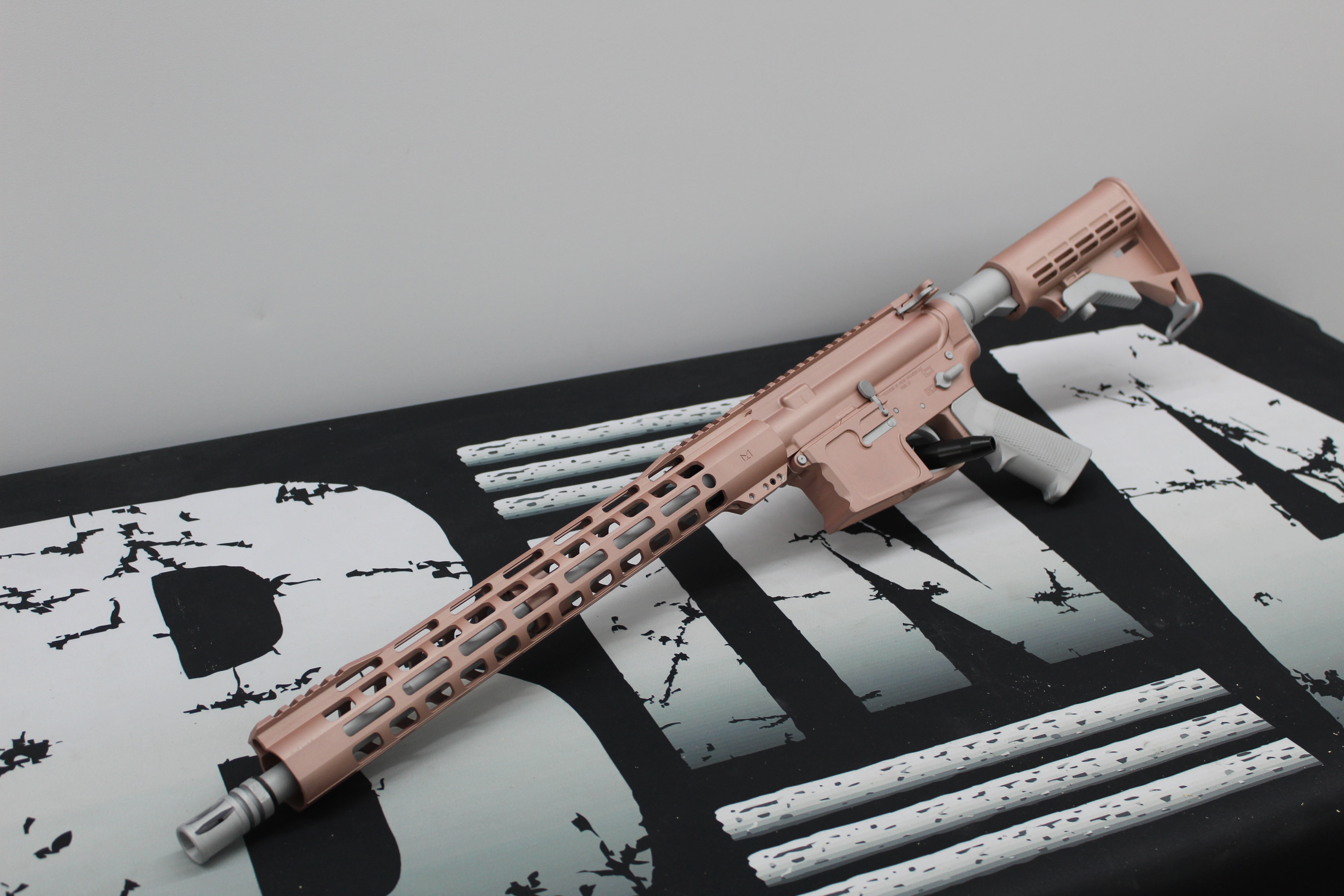 Rose Gold Rifle Custom AR Cerakoted using Rose Gold and Crushed Silver | Cerakote