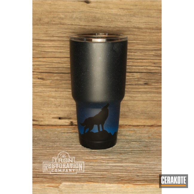Custom Yeti Tumbler Cerakoted Using Kel-tec® Navy Blue, Socom Blue And Multicam® Dark Grey