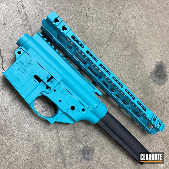 AR-15 Rifle Kit, -( NO LOWER )-Cerakote Tiffany Blue 16″ Stainless