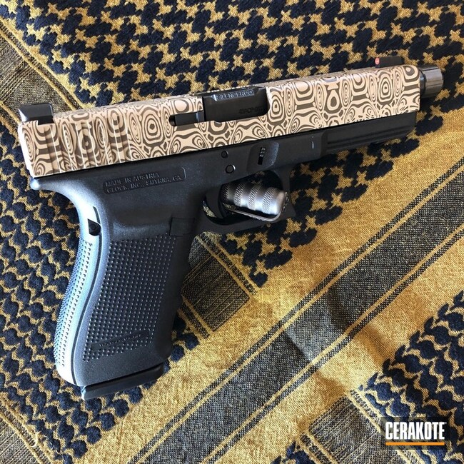 Glock 21 Pistol Cerakoted Using Desert Sand And Patriot Brown