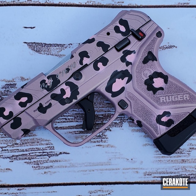 Pink Cheetah Print Themed Ruger Lpc Ii Cerakoted Using Bazooka Pink, Graphite Black And Pink Champagne