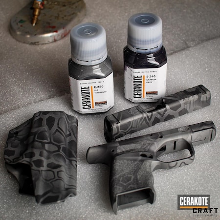 Powder Coating: Titanium E-250,S.H.O.T,Springfield Armory,Handgun,Hellcat,CARBON GREY E-240,Kryptek
