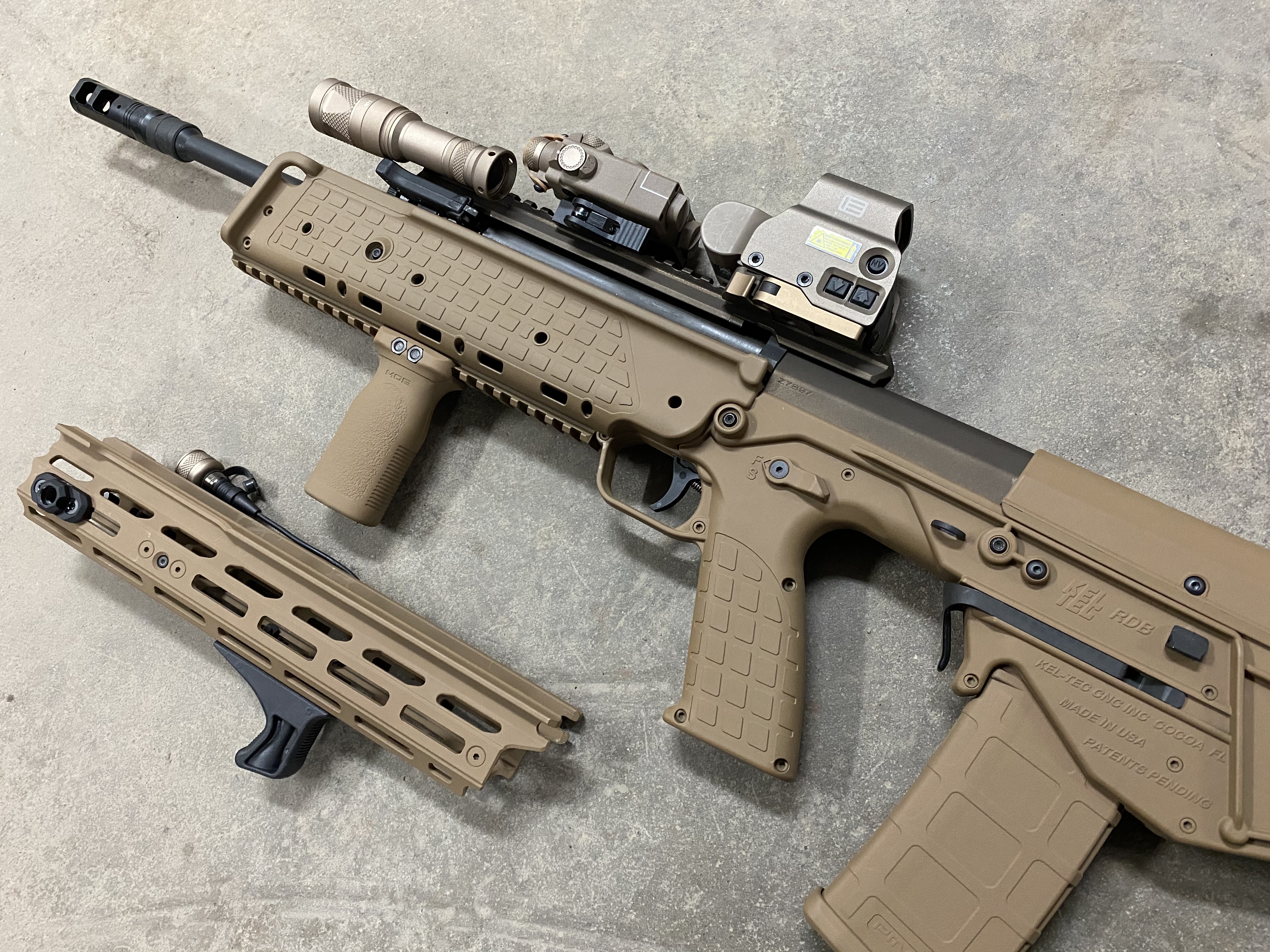 Tan Rdb KEL TEC RDB Bullpup Rifle Cerakoted using Troy® Coyote Tan and Midnight ...
