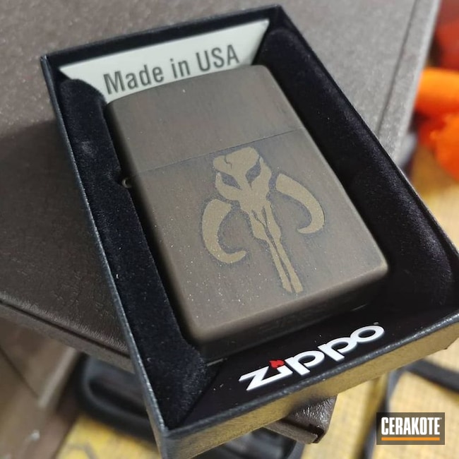 Mandalorian Themed Zippo Lighter Cerakoted Using Graphite Black And Burnt Bronze