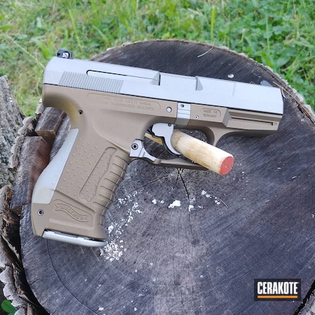 Powder Coating: S.H.O.T,Crushed Silver H-255,Pistol,Walther,.22,Burnt Bronze H-148,P22