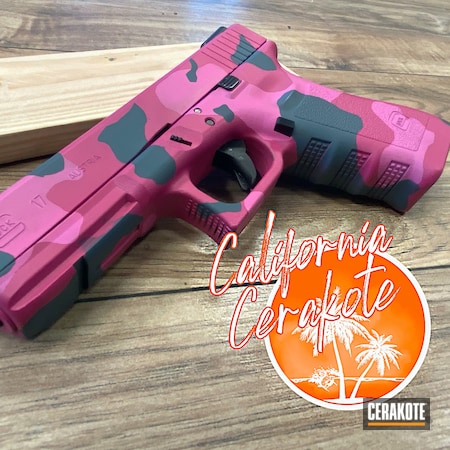 Powder Coating: pink camouflage,Glock,Bazooka Pink H-244,S.H.O.T,Camo,Sniper Grey H-234,california cerakote,Pink Camo,Glock 17,Christopher Miller,Prison Pink H-141