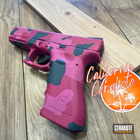 Powder Coating: pink camouflage,Glock,Bazooka Pink H-244,S.H.O.T,Camo,Sniper Grey H-234,california cerakote,Pink Camo,Glock 17,Christopher Miller,Prison Pink H-141