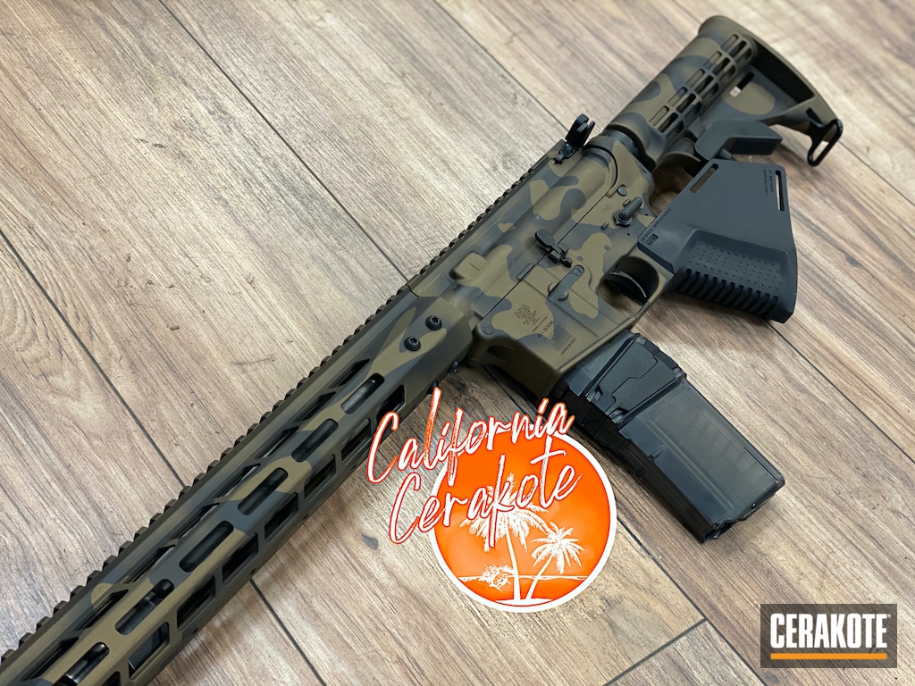 Custom Camo AR15 Cerakoted using Graphite Black and Burnt Bronze
