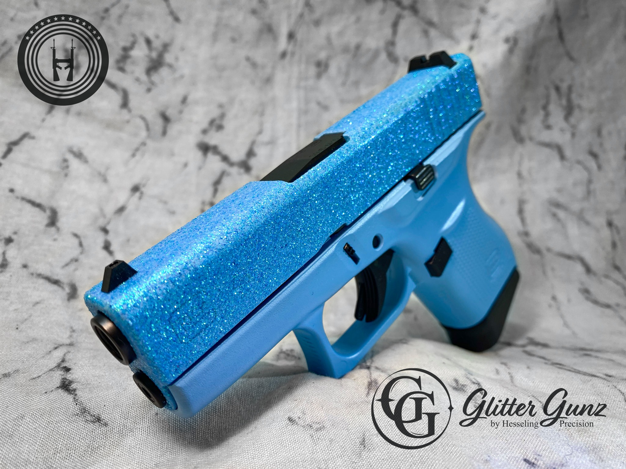 Blue Raspberry Cerakote Glittered Glock 43 Cerakoted using Blue Raspberry | Cerakote