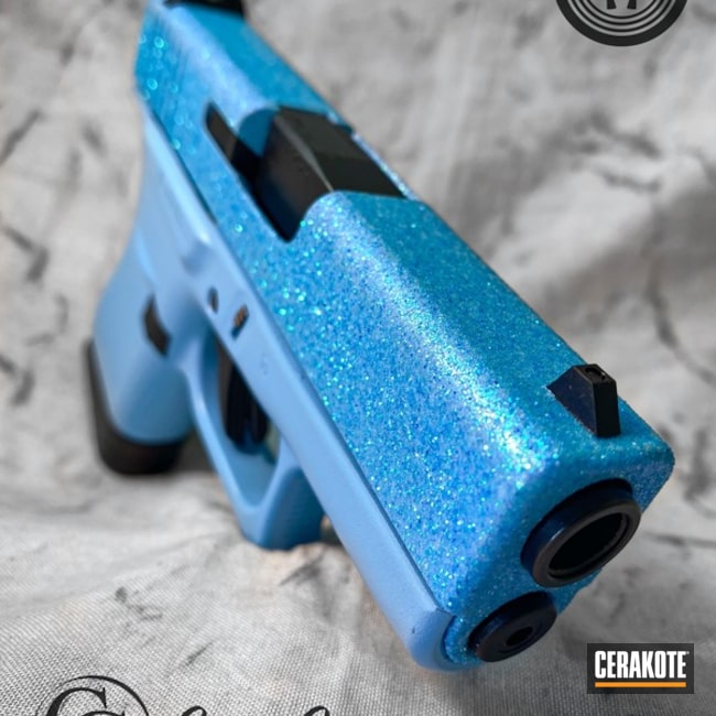 Glittered Glock 43 Cerakoted Using Blue Raspberry