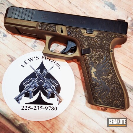 Powder Coating: Glock,Handguns,Burnt Bronze H-148,Laser Stippled,Laser Engraved