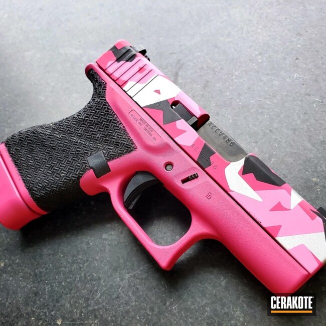 Splinter Camo Glock Cerakoted Using Satin Aluminum, Sig™ Pink And Snow White