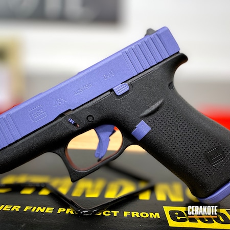 Powder Coating: 9mm,Graphite Black H-146,S.H.O.T,Glock 43X,Custom Mix,Bright Purple H-217,g43x