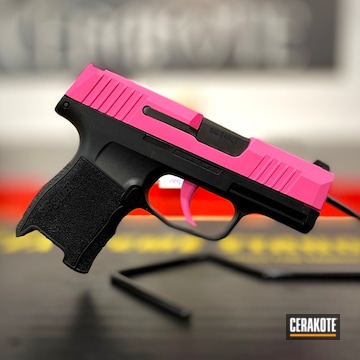 Sig Sauer P365 With Baby Yoda Engraved And Cerakoted Using Prison Pink