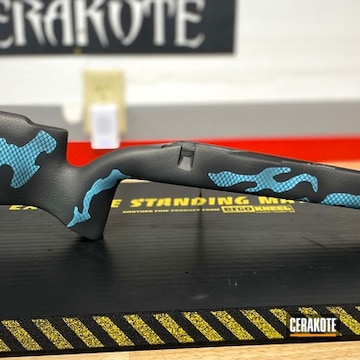 Bolt Action Rifle Chassis Cerakoted Using Savage® Stainless, Graphite Black And Robin's Egg Blue