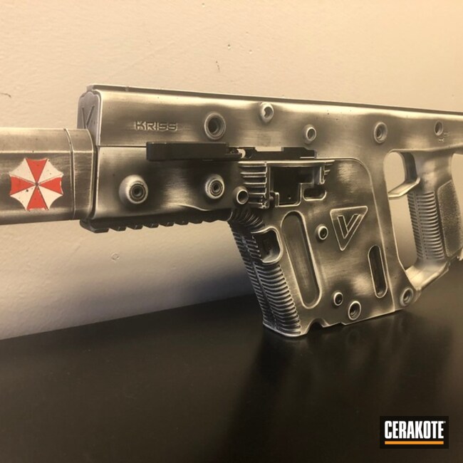 Distressed Rifle Chassis Cerakoted Using Stormtrooper White And Graphite Black