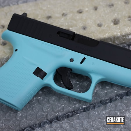 Powder Coating: Glock 43,9mm,Graphite Black H-146,Glock,S.H.O.T,Pistol,Robin's Egg Blue H-175,Handgun