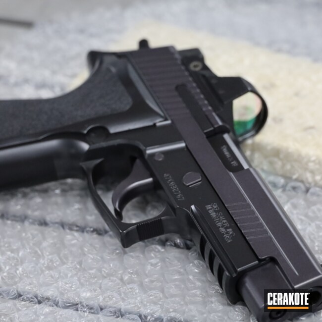 Sig Sauer P226 Pistol Cerakoted Using Carbon Grey And Blackout