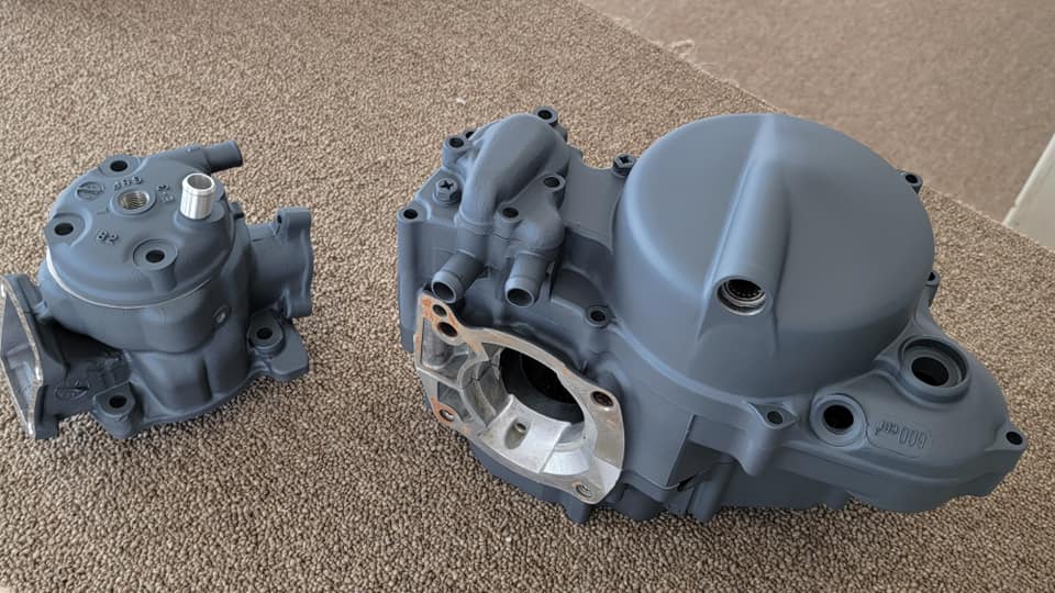 Motorcycle Engine Casing Coating Honda Dirt Bike Engine Casing Cerakoted using Sniper Grey | Cerakote