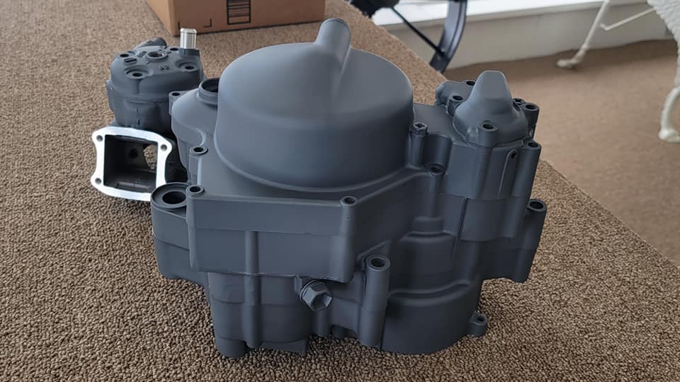 Motorcycle Engine Casing Coating Honda Dirt Bike Engine Casing Cerakoted using Sniper Grey | Cerakote