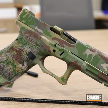 Custom Camo Glock 19 Cerakoted Using Multicam® Dark Brown, Mcmillan® Tan And Multicam® Bright Green