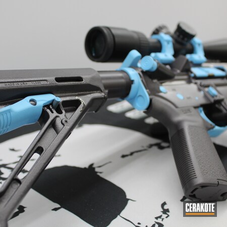Powder Coating: Elite,5.56,Two Tone,AR,BLUE RASPBERRY H-329,AR Rifle,Blue,S.H.O.T,DPMS,.223,AR Build,CARBON GREY E-240