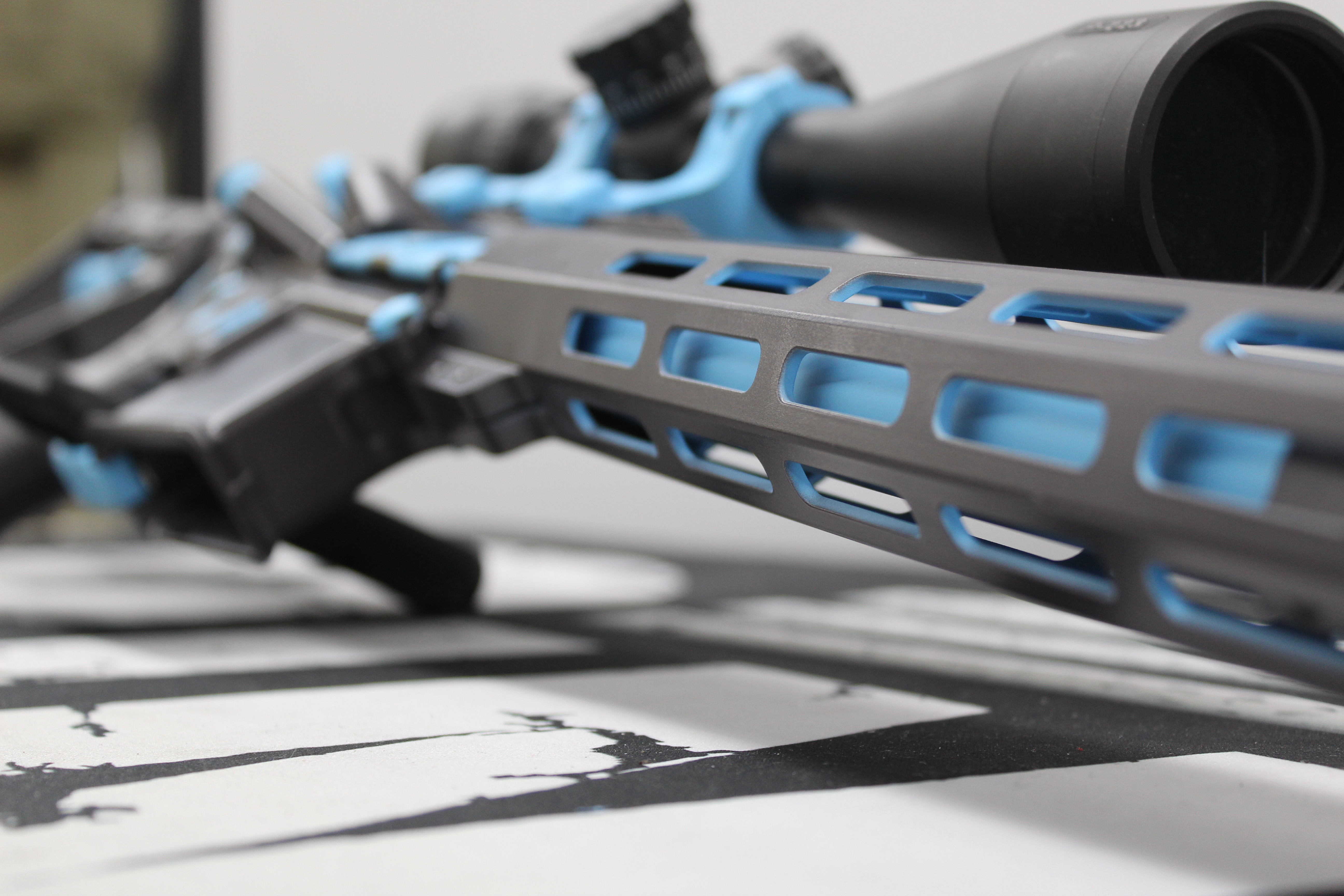 Blue Raspberry Cerakote Custom AR Rifle Cerakoted using Blue Raspberry and Carbon Grey | Cerakote